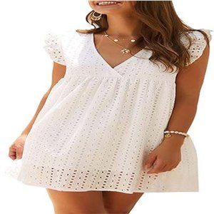 Women's summer lace jacquard cutout sundress cuffless pocket lined shorts Beach